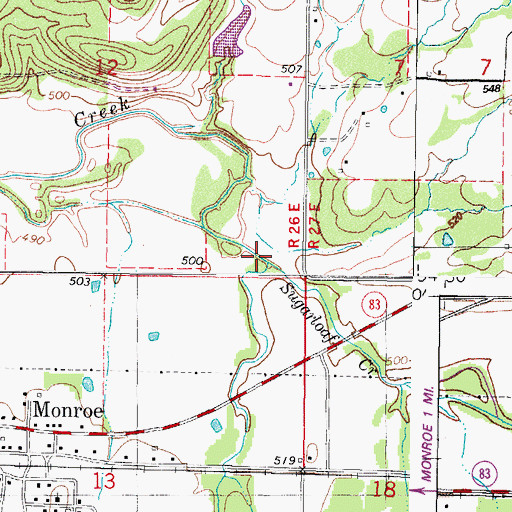 Topographic Map of Cowskin Creek, OK