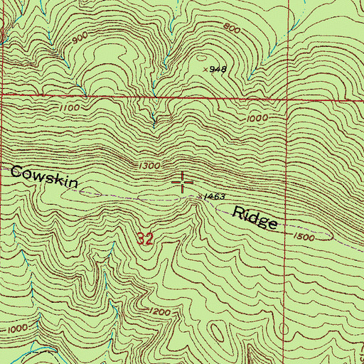 Topographic Map of Cowskin Ridge, OK