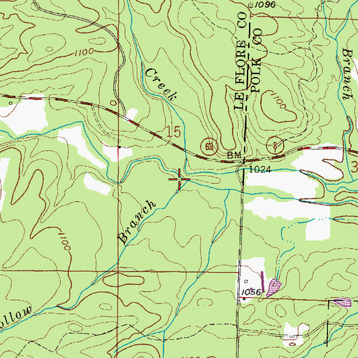 Topographic Map of Dark Hollow Branch, OK