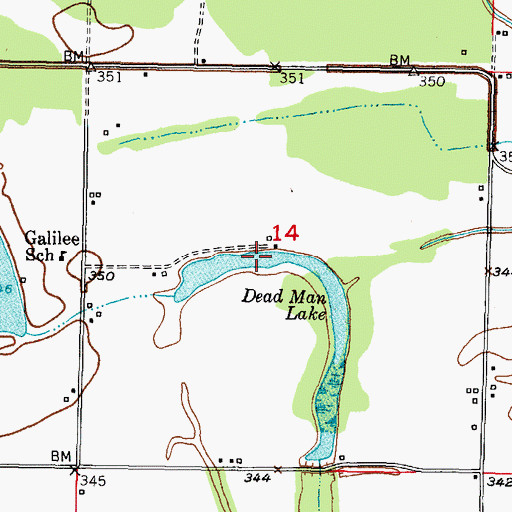 Topographic Map of Dead Man Lake, OK