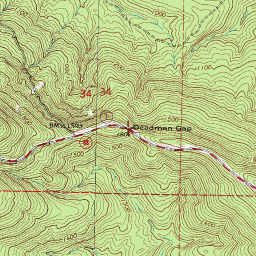 Topographic Map of Deadman Gap, OK