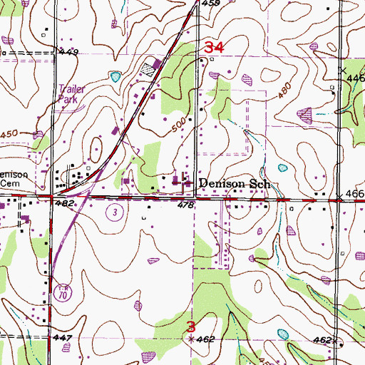 Topographic Map of Denison Elementary School, OK