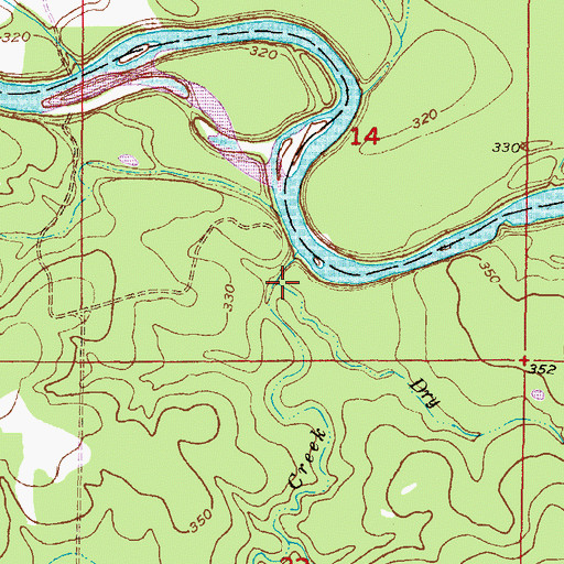 Topographic Map of Dry Branch, OK