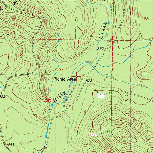 Topographic Map of East Billy Creek, OK