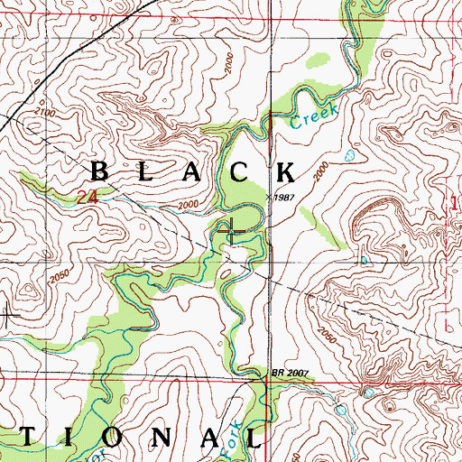 Topographic Map of East Fork Sergeant Major Creek, OK