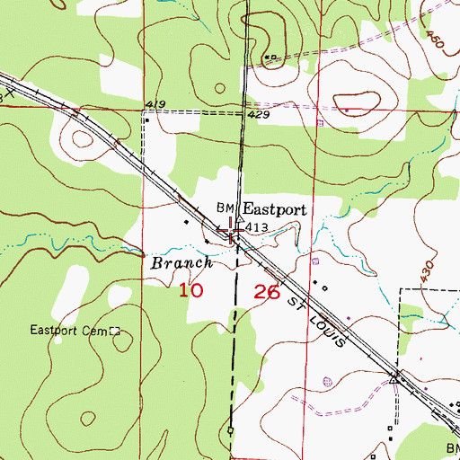 Topographic Map of Eastport, OK