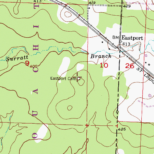 Topographic Map of Eastport Cemetery, OK