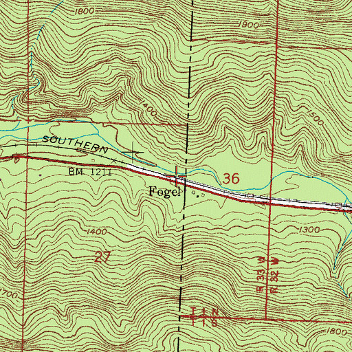 Topographic Map of Fogel, OK