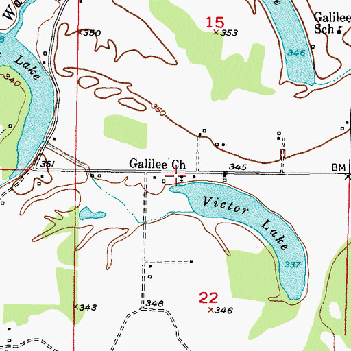 Topographic Map of Galilee Church, OK