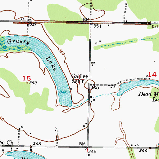 Topographic Map of Galilee School, OK