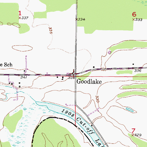 Topographic Map of Goodlake, OK
