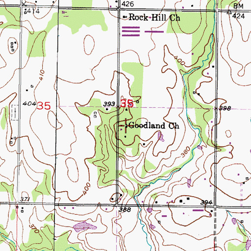 Topographic Map of Goodland Church, OK