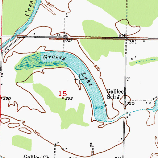 Topographic Map of Grassy Lake, OK