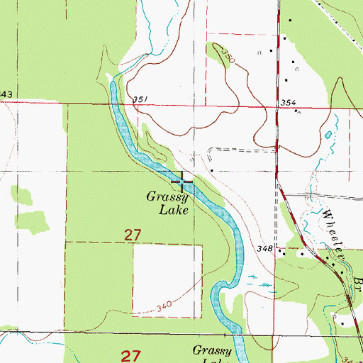 Topographic Map of Grassy Lake, OK
