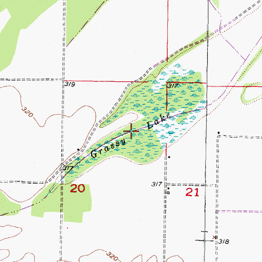 Topographic Map of Grassy Lake, OK