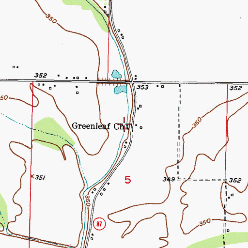 Topographic Map of Greenleaf Church, OK