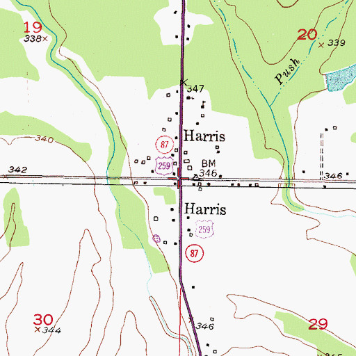 Topographic Map of Harris, OK