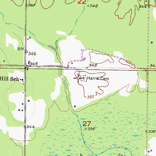 Topographic Map of Harris Cemetery, OK