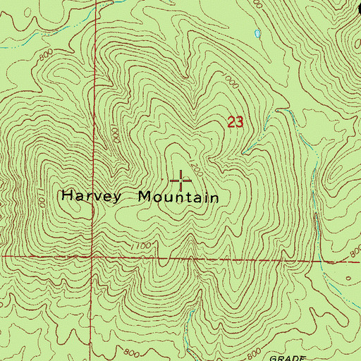 Topographic Map of Harvey Mountain, OK