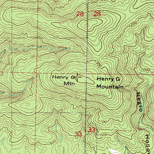 Topographic Map of Henry G Mountain, OK