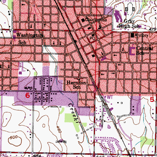 Topographic Map of Herndon School, OK