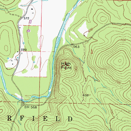 Topographic Map of High Point, OK