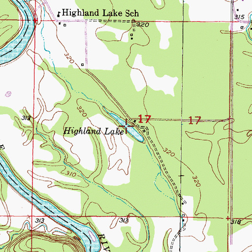 Topographic Map of Highland Lake, OK