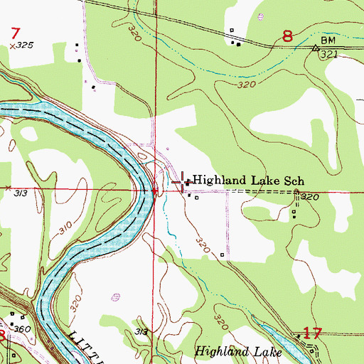Topographic Map of Highland Lake School, OK