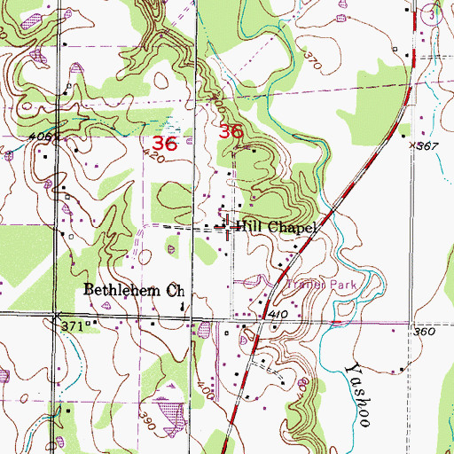 Topographic Map of Hill Chapel, OK