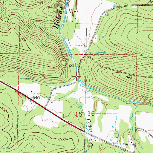 Topographic Map of Hodge Creek, OK