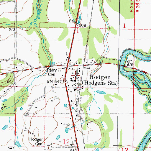 Topographic Map of Hodgen, OK