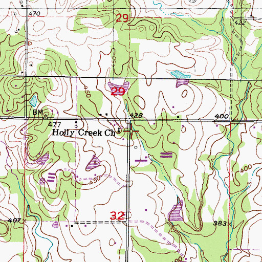 Topographic Map of Holly Creek Church, OK