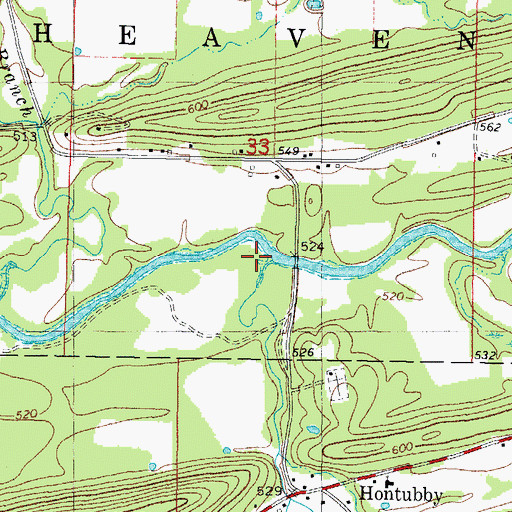 Topographic Map of Hontubby Creek, OK