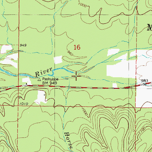 Topographic Map of Horse Bone Creek, OK