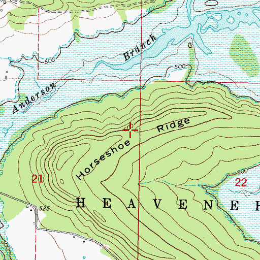 Topographic Map of Horseshoe Ridge, OK