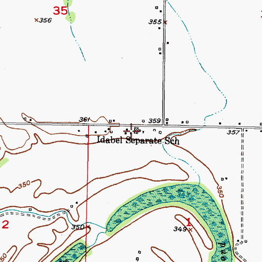 Topographic Map of Idabel Separate School, OK