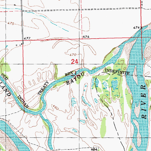 Topographic Map of Island Bayou, OK