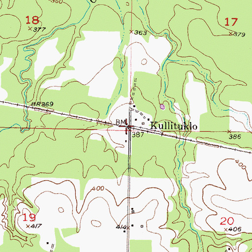 Topographic Map of Kullituklo, OK