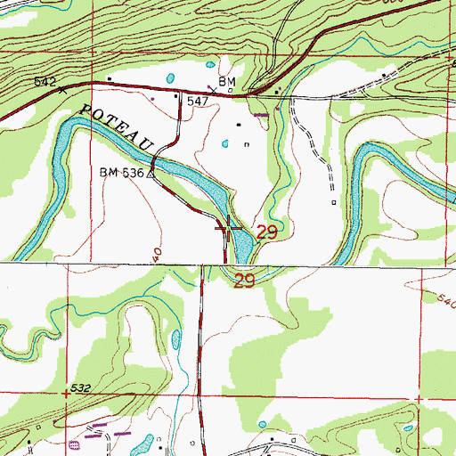 Topographic Map of Line Creek, OK