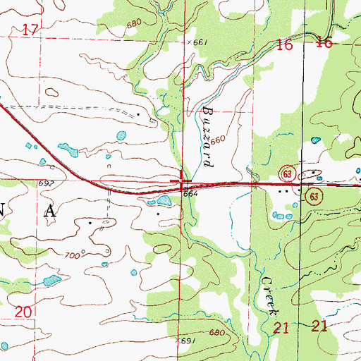 Topographic Map of Little Buzzard Creek, OK
