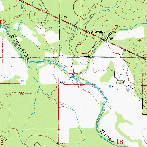 Topographic Map of Little Cedar Creek, OK
