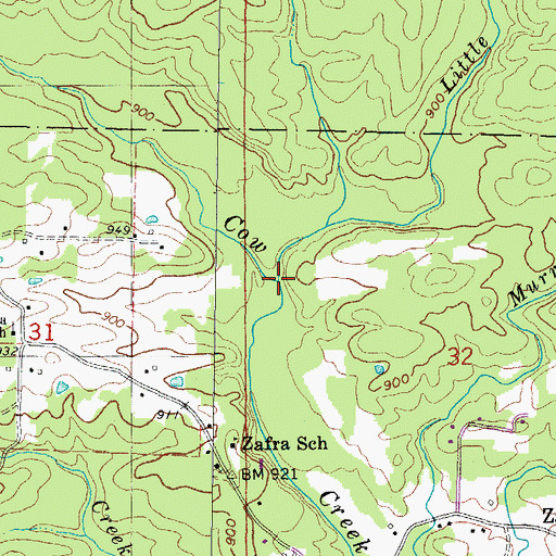 Topographic Map of Little Cow Creek, OK