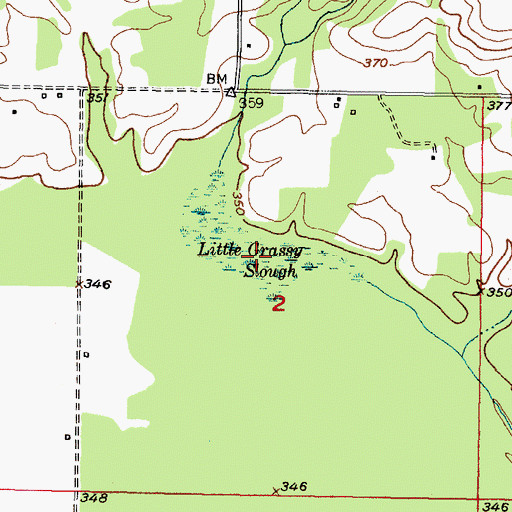 Topographic Map of Little Grassy Slough, OK