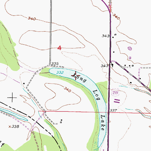 Topographic Map of Long Log Lake, OK