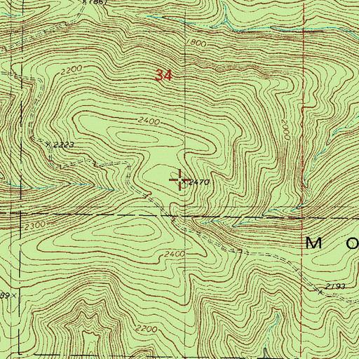 Topographic Map of Lynn Mountain, OK