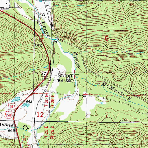 Topographic Map of McMurtery Branch, OK