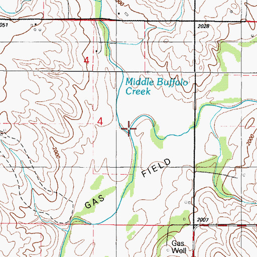 Topographic Map of Middle Buffalo Creek, OK