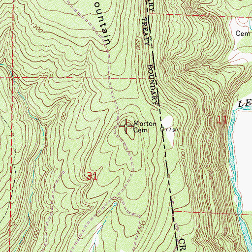 Topographic Map of Morton Cemetery, OK