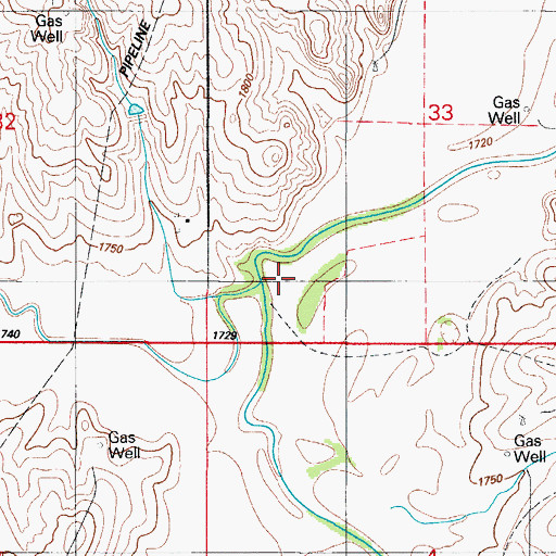 Topographic Map of Ninemile Creek, OK