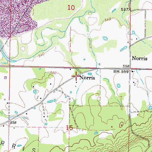 Topographic Map of Norris, OK